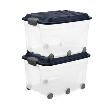 Set of 2 Storage Boxes ROLLER with Wheels and Lid